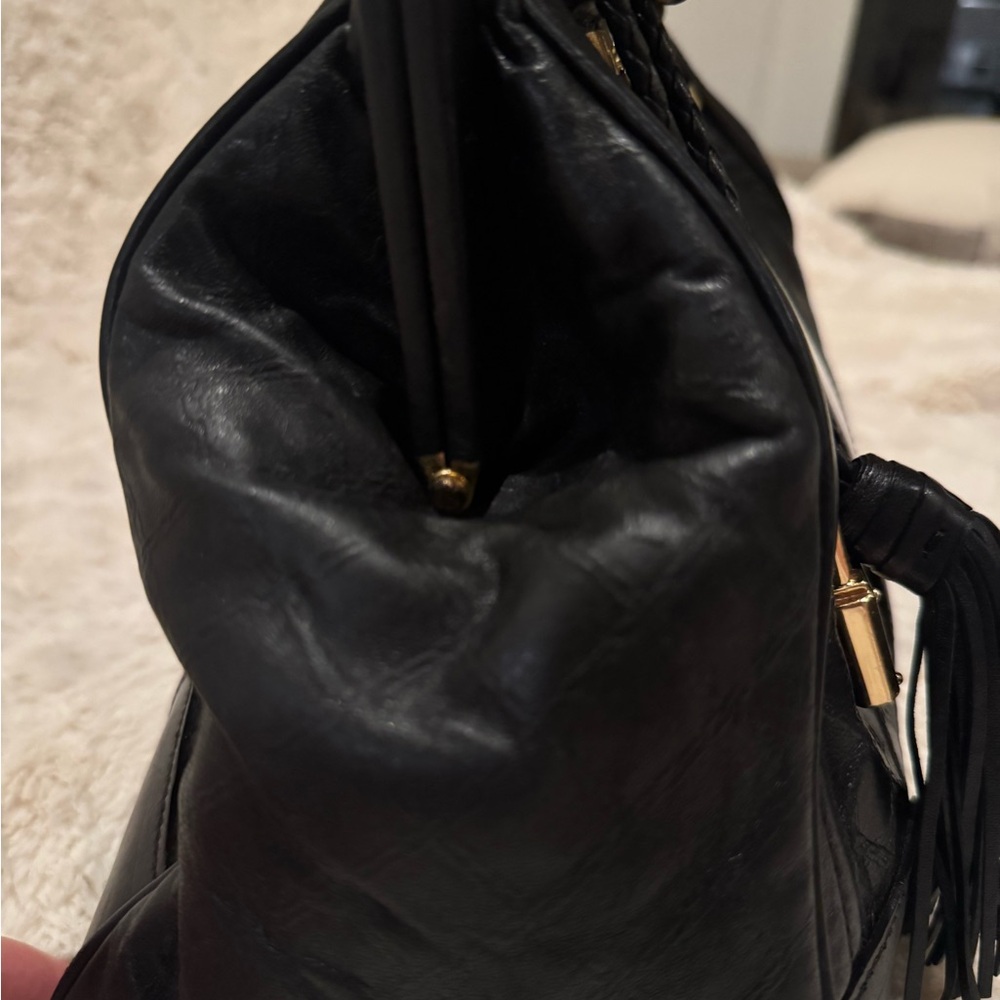 L.A.M.B. Black and White Leather Satchel, Vintage, Y2K - Picture 12 of 16